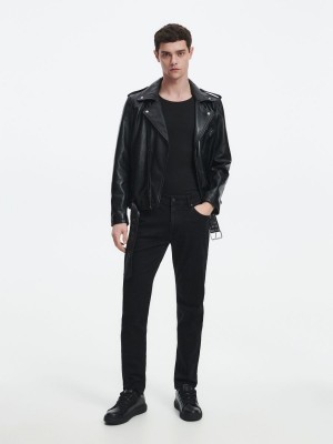 Reserved Slim jeans with wash effect Siyah | QTPB40572