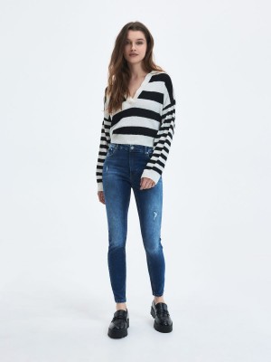 Reserved Slim push up jeans Lacivert | JAHV78930