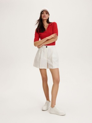 Reserved Stripe shorts Beyaz | FTOP08274