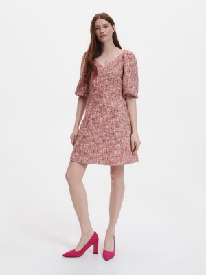 Reserved Structural fabric dress Bej Rengi | NCMU27806