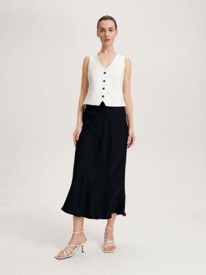 Reserved Tencel™ Lyocell skirt Siyah | JZIO06874