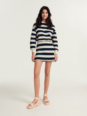 Reserved Trapeze skirt Lacivert | EINH37216