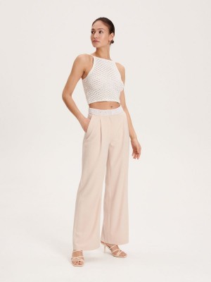 Reserved Trousers with decorative waistband Bej Rengi | CUZS86209