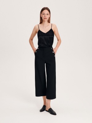 Reserved Trousers with ornament buttons Siyah | HNEG26789