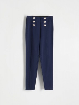 Reserved Trousers with ornament buttons Lacivert | LWSP56401