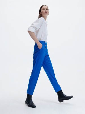 Reserved Trousers with ornament buttons Mavi | XYPM82056