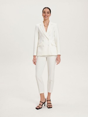 Reserved Trousers with pressed crease Beyaz | FONR92146