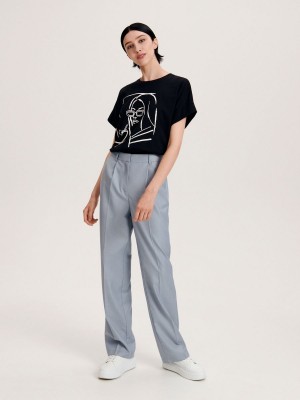 Reserved Trousers with pressed crease Mavi | SVGC41739
