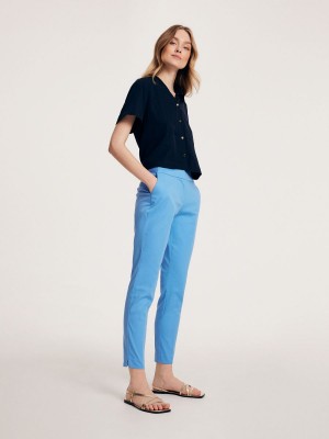 Reserved Trousers with pressed crease Mavi | PQGV52891