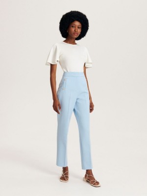 Reserved Trousers with pressed crease Mavi | NFTS43752