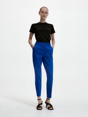 Reserved Trousers with pressed crease Mavi | HYFP56178
