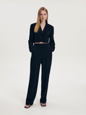 Reserved Trousers with pressed crease Siyah | KSAX91564