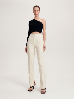 Reserved Trousers with split hems Ivory | DHQA59146