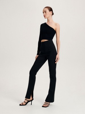 Reserved Trousers with split hems Siyah | LPMG25439