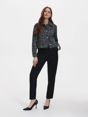 Reserved Trousers with stitching Siyah | UBQM96207