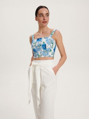 Reserved Trousers with tie detail Ivory | HESZ03124