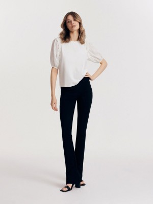 Reserved T-shirt with puff sleeves Beyaz | JKYE18524