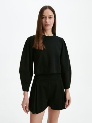 Reserved Viscose blend sweatshirt Siyah | NQGA01832