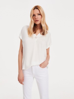 Reserved Viscose blouse Beyaz | DKPM49302