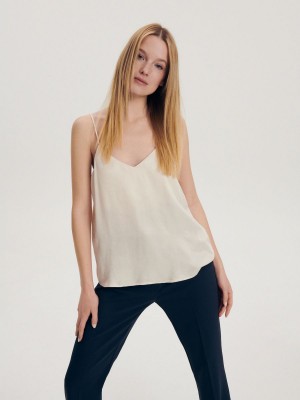 Reserved Viscose blouse Ivory | DZXH67043