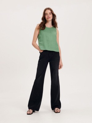 Reserved Viscose blouse Yeşil | HTJG64319