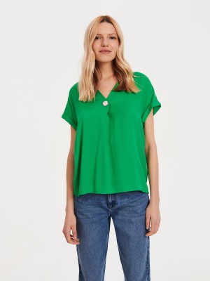 Reserved Viscose blouse Yeşil | VQIO49581