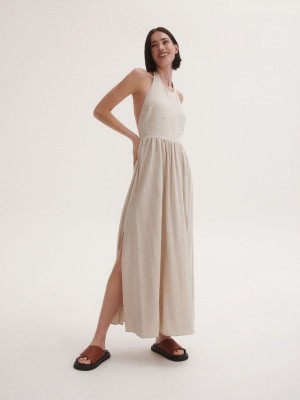 Reserved Viscose rich dress with linen blend Ivory | TELP61482