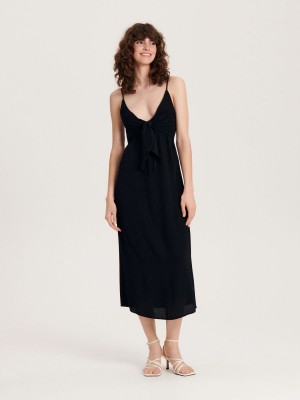 Reserved Viscose rich midi dress Siyah | DWYU15678