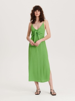 Reserved Viscose rich midi dress Yeşil | CXEU24038