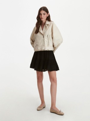 Reserved Viscose rich mini skirt Siyah | LKUZ38176