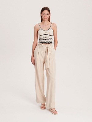 Reserved Viscose rich palazzo trousers Bej Rengi | NDWC90175