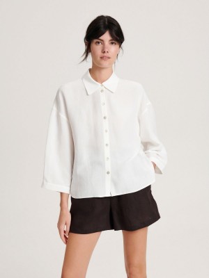 Reserved Viscose rich shirt Ivory | GHWE71905