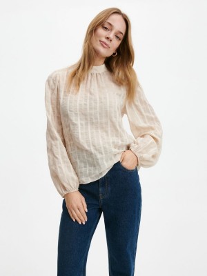 Reserved Viscose rich top Bej Rengi | MUOF68913