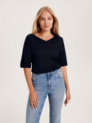 Reserved Viscose rich top Lacivert | HEUR58190
