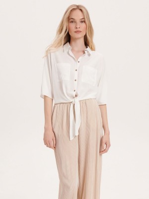 Reserved Viscose shirt Ivory | CEUM60453
