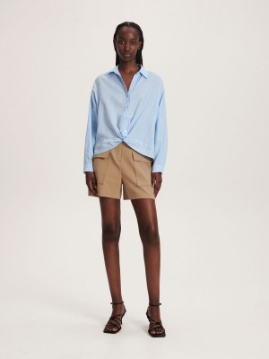 Reserved Viscose shirt Mavi | PXSB74903