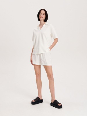 Reserved Viscose shorts Beyaz | NXBV28964