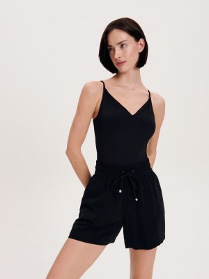 Reserved Viscose shorts Siyah | TAOJ54902