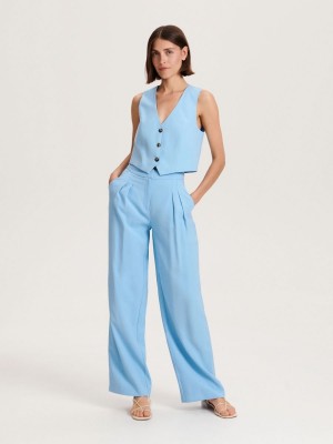 Reserved Viscose trousers Mavi | KJSW78642