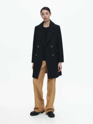 Reserved Yün blend coat Siyah | XEPS26958