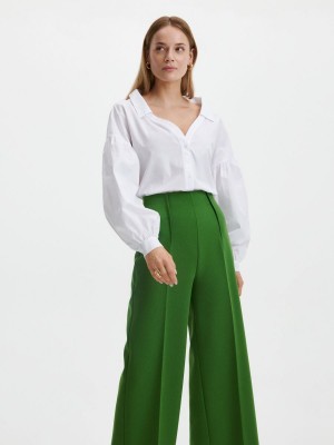 Reserved Zarif trousers with pressed crease Yeşil | DTBK91875