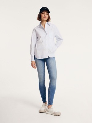 Reserved Çizgili shirt Mavi | KQDX98230